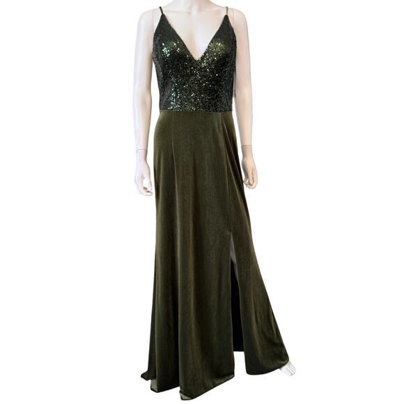 New B2 JASMINE Women's Hunter Pure Jade Sequin Top Floor Length Skirt Size 12 - Picture 3 of 6
